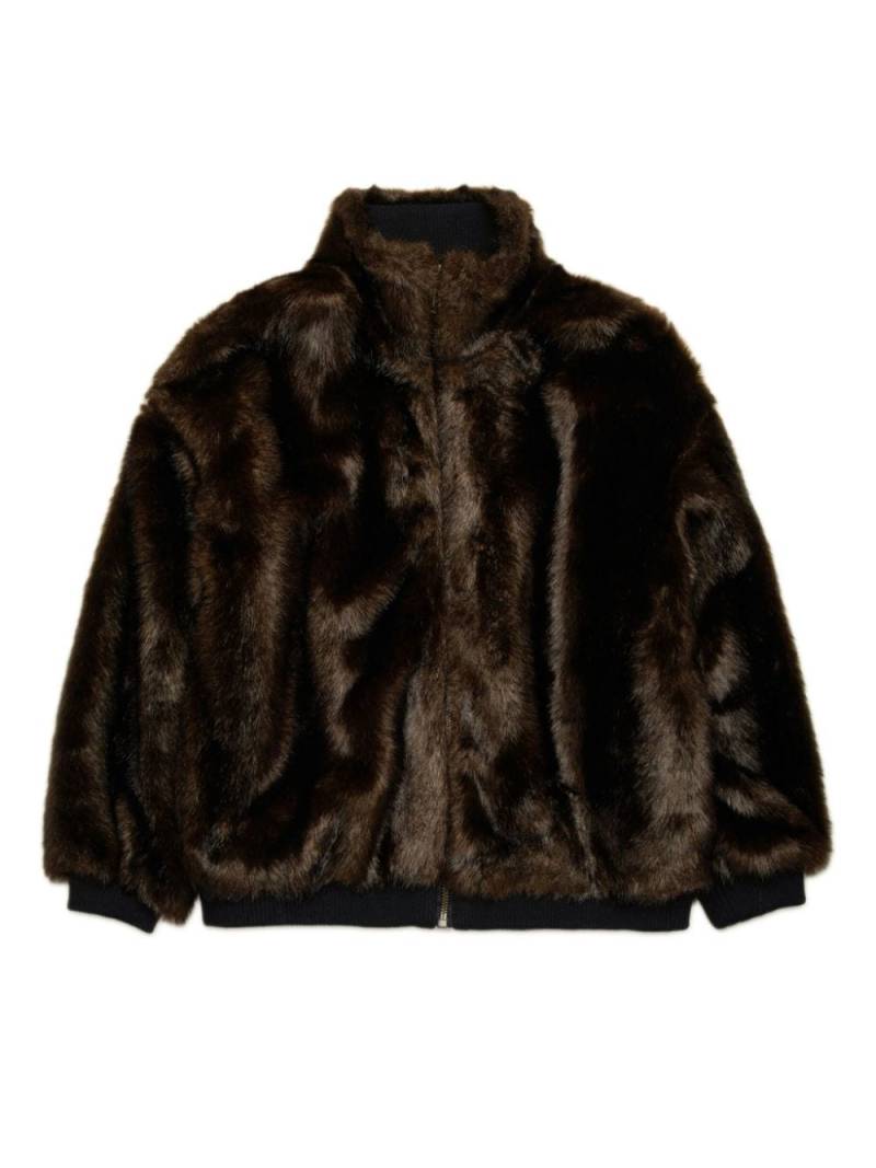 DSQUARED2 KIDS logo-appliqué faux-fur jacket - Brown von DSQUARED2 KIDS