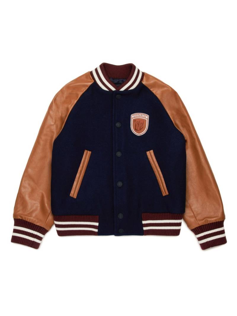 DSQUARED2 KIDS logo-appliqué panelled bomber jacket - Blue von DSQUARED2 KIDS