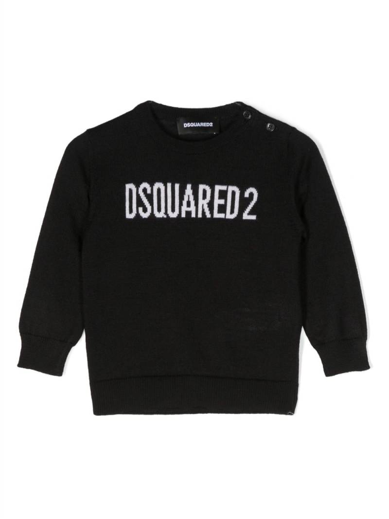 DSQUARED2 KIDS logo-intarsia knitted jumper - Black von DSQUARED2 KIDS