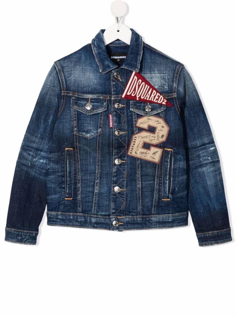 DSQUARED2 KIDS logo patch denim jacket - Blue von DSQUARED2 KIDS