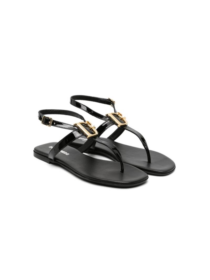 DSQUARED2 KIDS logo-plaque leather sandals - Black von DSQUARED2 KIDS