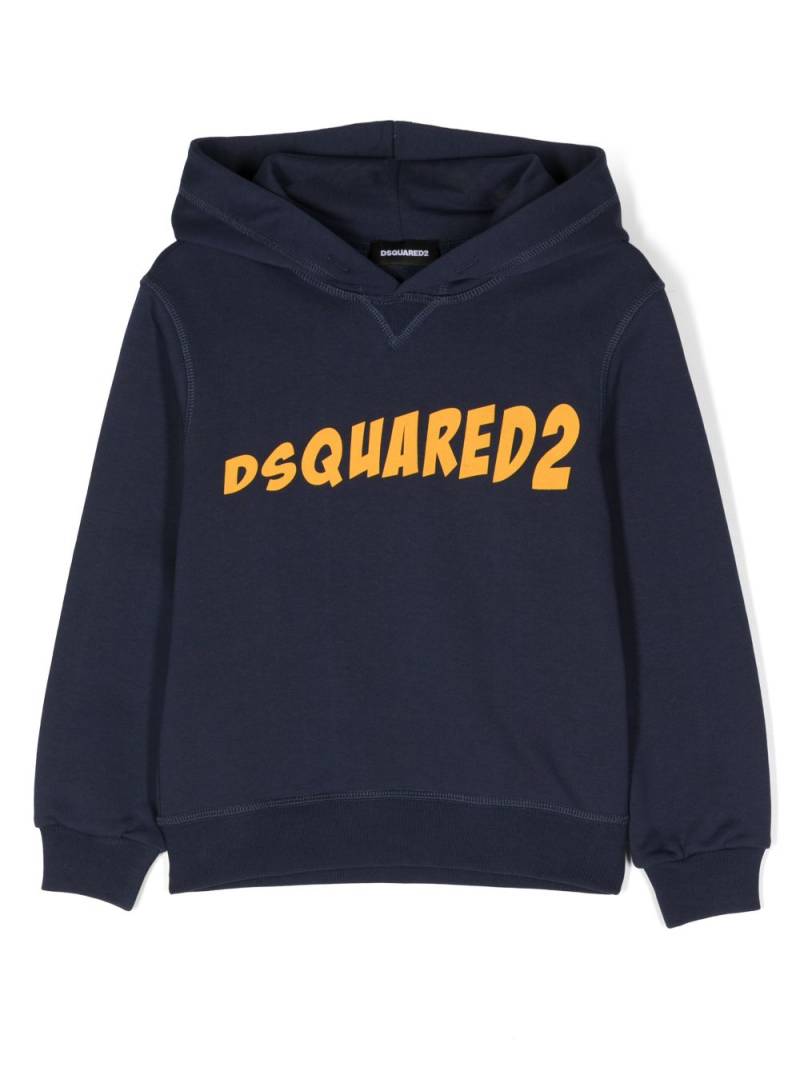 DSQUARED2 KIDS logo-print cotton hoodie - Blue von DSQUARED2 KIDS