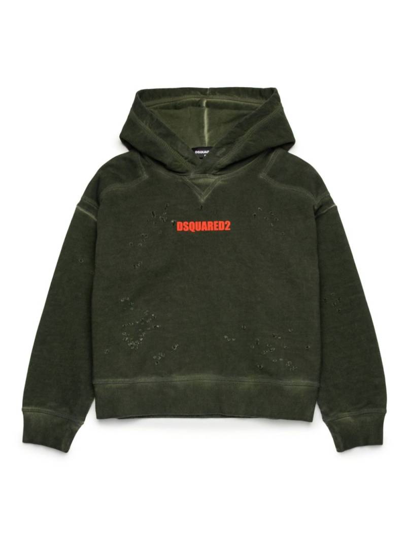 DSQUARED2 KIDS logo-print cotton hoodie - Green von DSQUARED2 KIDS