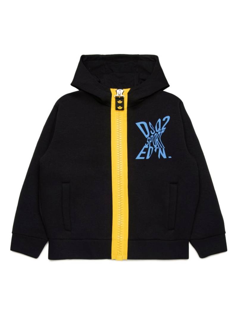 DSQUARED2 KIDS logo-print zipped hoodie - Black von DSQUARED2 KIDS