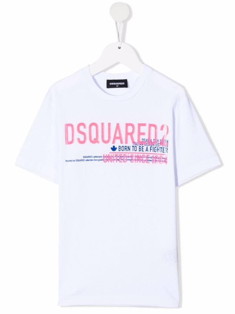 DSQUARED2 KIDS logo slogan cotton T-shirt - White von DSQUARED2 KIDS