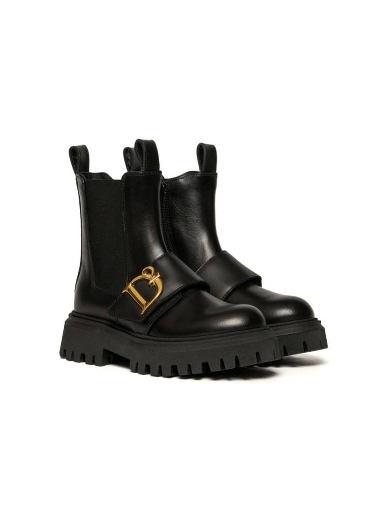 DSQUARED2 KIDS logo.-engraved boots - Black von DSQUARED2 KIDS