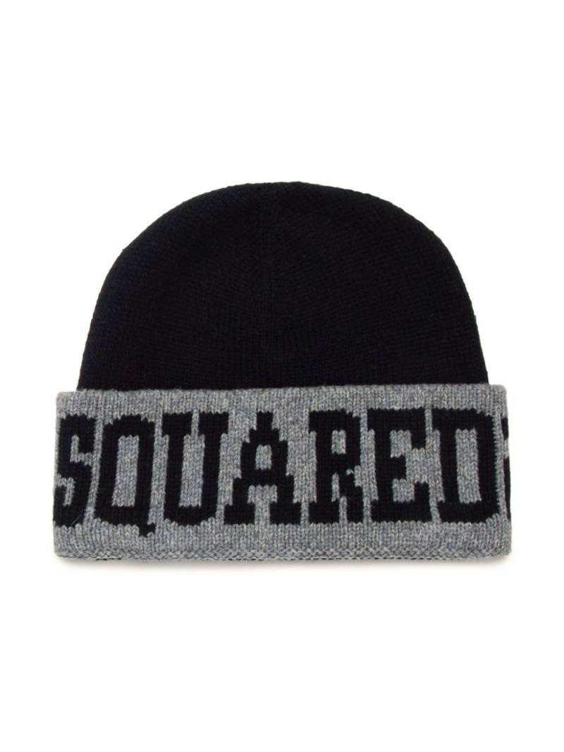 DSQUARED2 KIDS two-tone logo-intarsia beanie - Black von DSQUARED2 KIDS