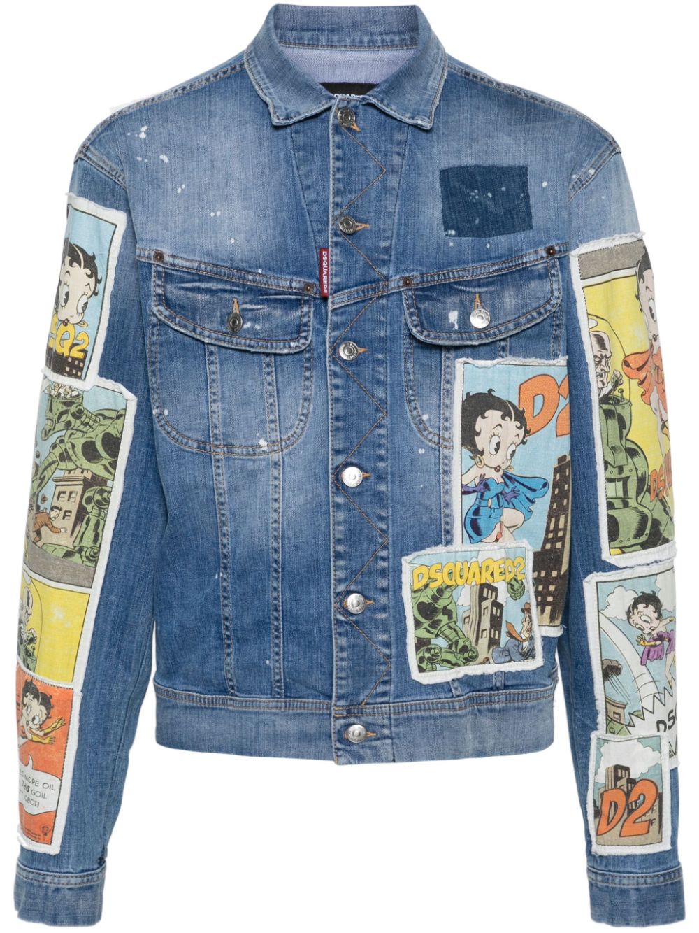 DSQUARED2 Betty Boop patchwork denim jacket - Blue von DSQUARED2