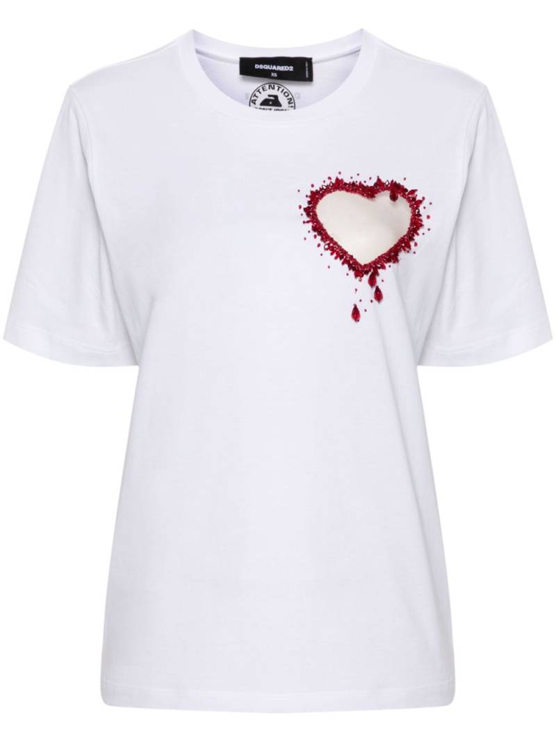 DSQUARED2 Crystal Heart Easy T-shirt - White von DSQUARED2