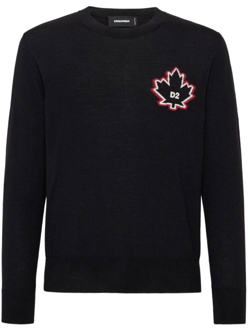 DSQUARED2 D2 Leaf-intarsia jumper - Black von DSQUARED2