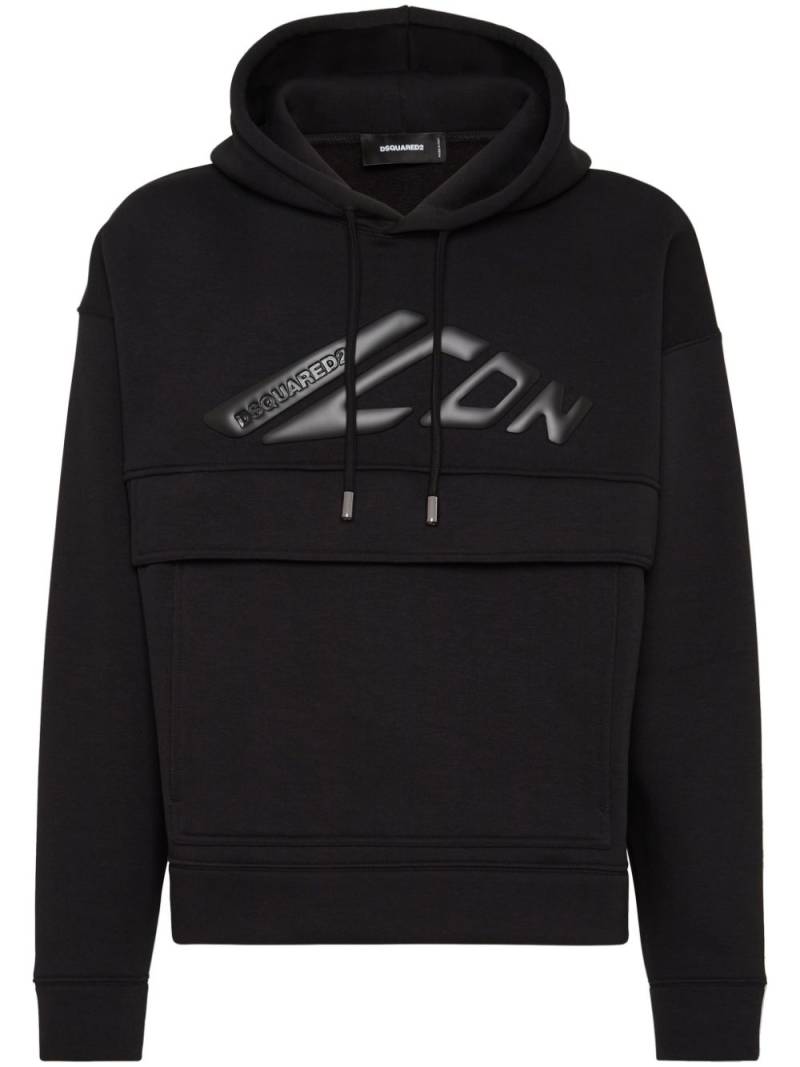 DSQUARED2 Icon-appliqué cotton hoodie - Black von DSQUARED2