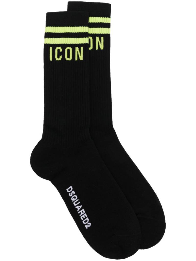 DSQUARED2 Icon intarsia-knit ribbed-knit socks - Black von DSQUARED2