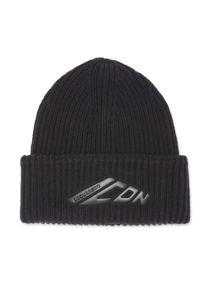 DSQUARED2 Icon ribbed-knit beanie - Black von DSQUARED2