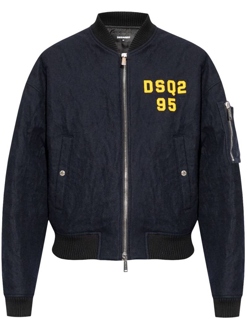 DSQUARED2 Logo-embroidered bomber jacket - Blue von DSQUARED2