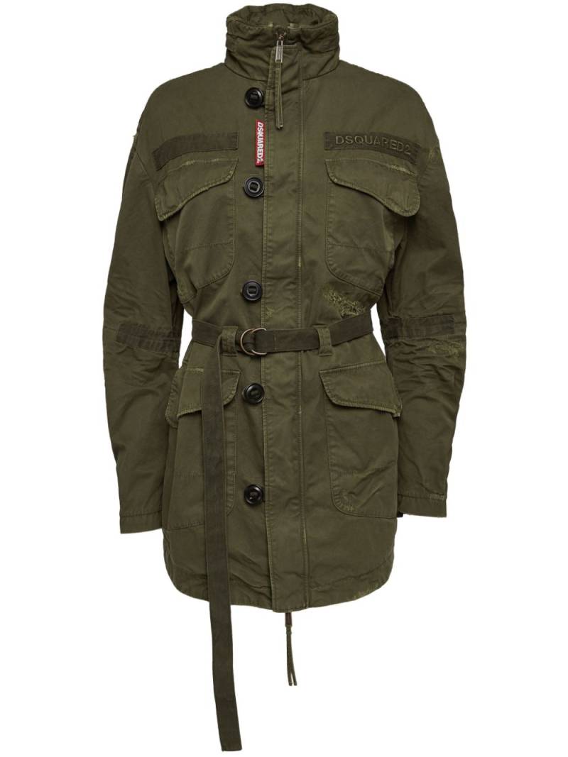 DSQUARED2 belted distressed military coat - Green von DSQUARED2