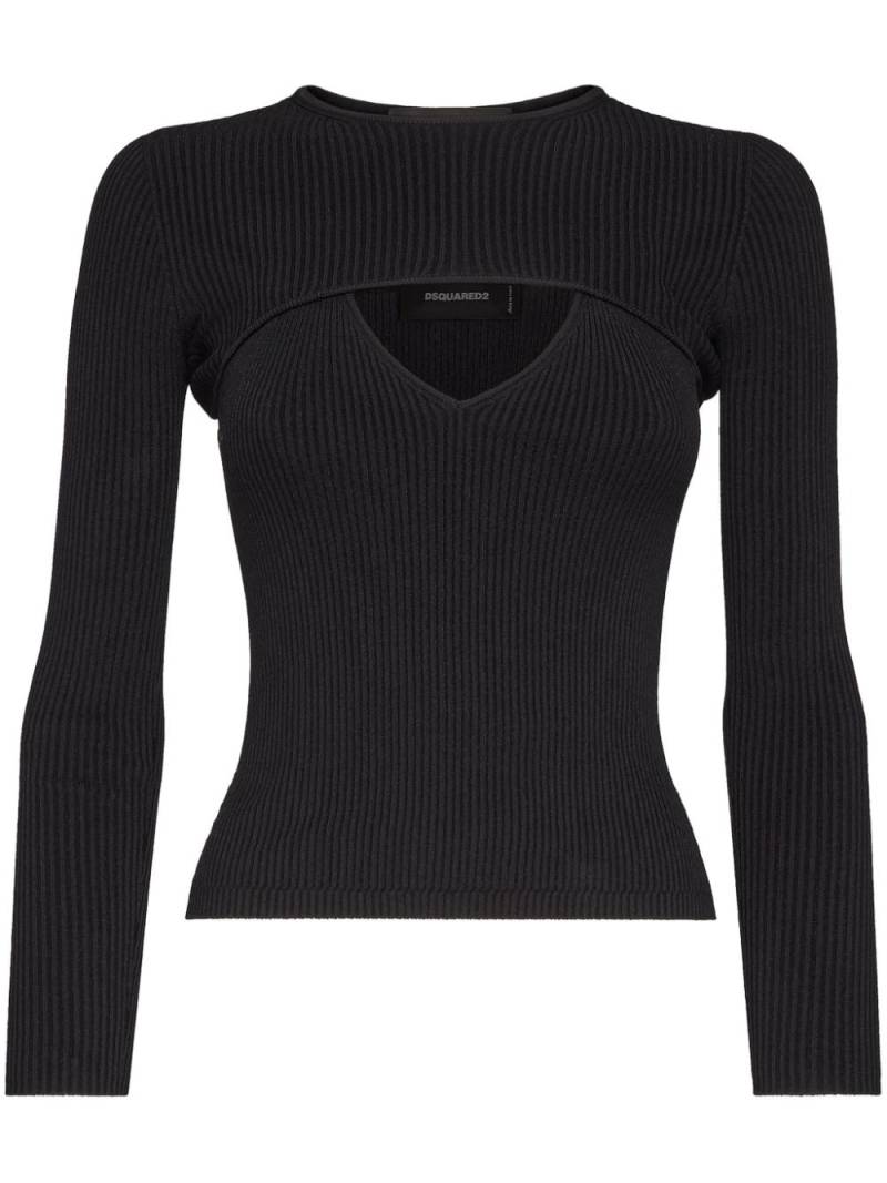 DSQUARED2 cut-out ribbed-knit top - Black von DSQUARED2