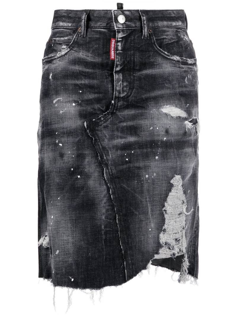 DSQUARED2 distressed denim skirt - Black von DSQUARED2