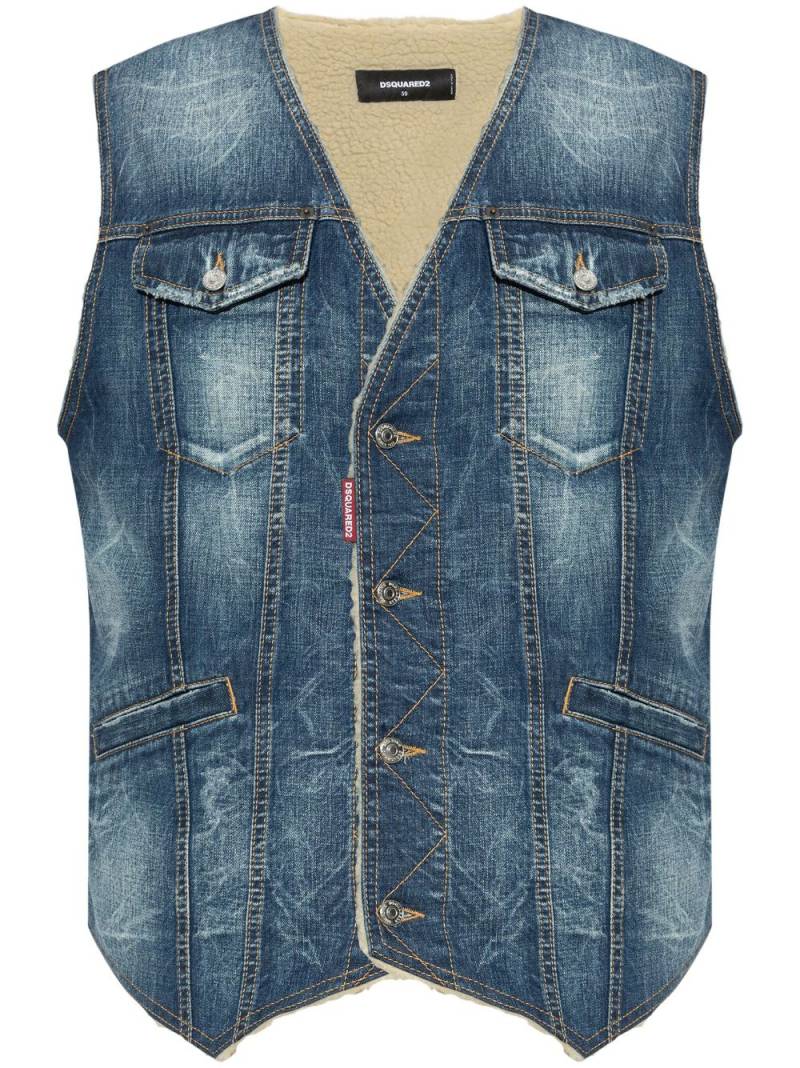 DSQUARED2 distressed denim waistcoat - Blue von DSQUARED2