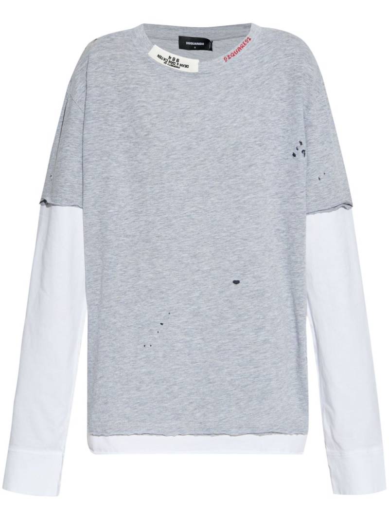 DSQUARED2 distressed long sleeve t-shirt - Grey von DSQUARED2