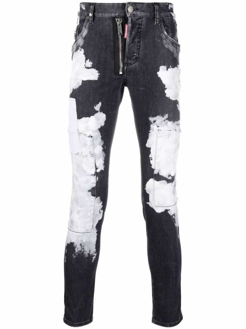 DSQUARED2 distressed paint splatter skinny jeans - Black von DSQUARED2