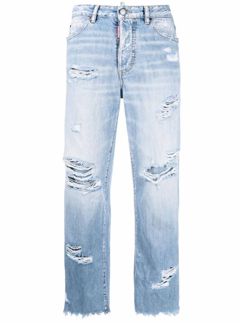 DSQUARED2 distressed straight-leg jeans - Blue von DSQUARED2