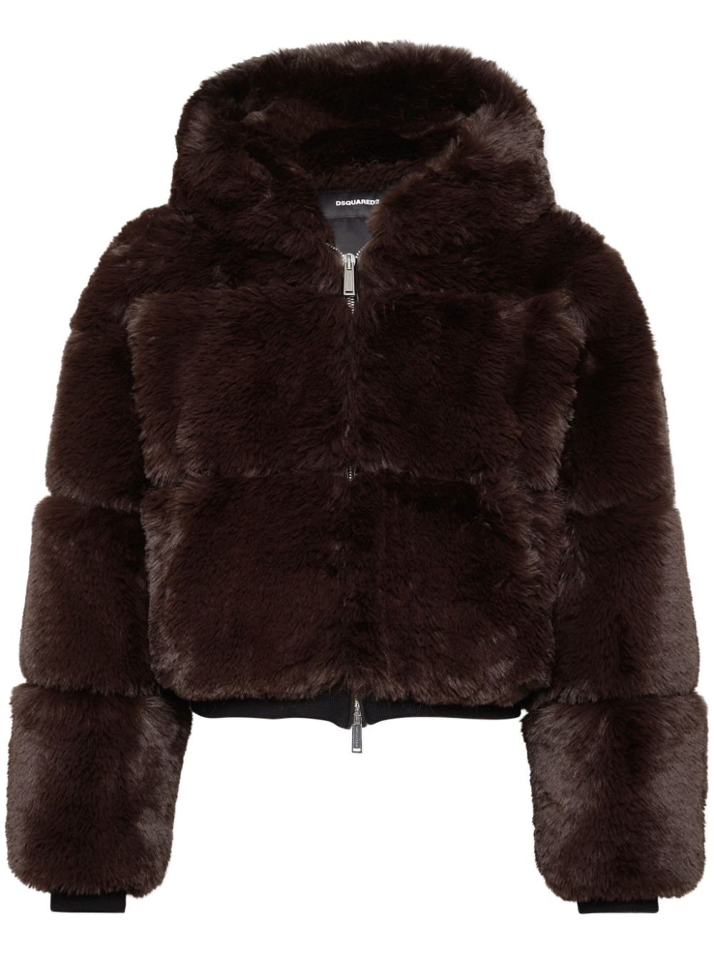 DSQUARED2 faux-fur cropped hooded jacket - Brown von DSQUARED2