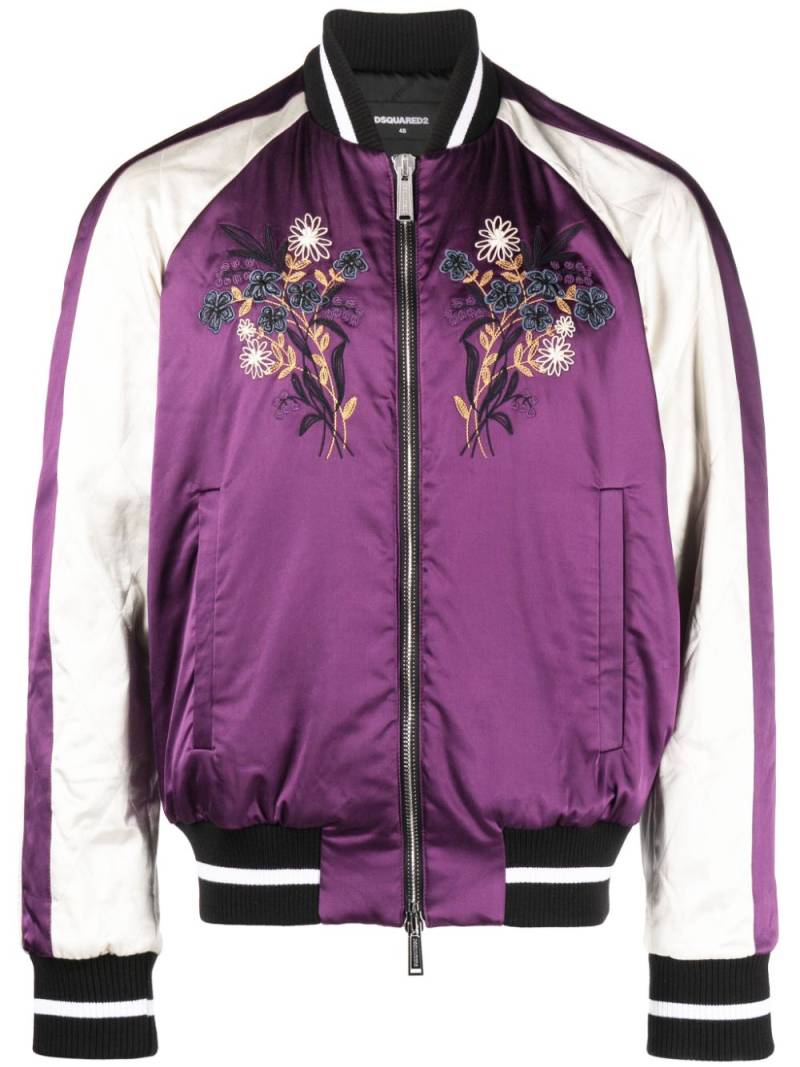 DSQUARED2 floral-embroidered bomber jacket - Purple von DSQUARED2