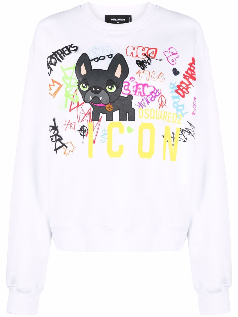 DSQUARED2 graffiti-print cotton jumper - White von DSQUARED2