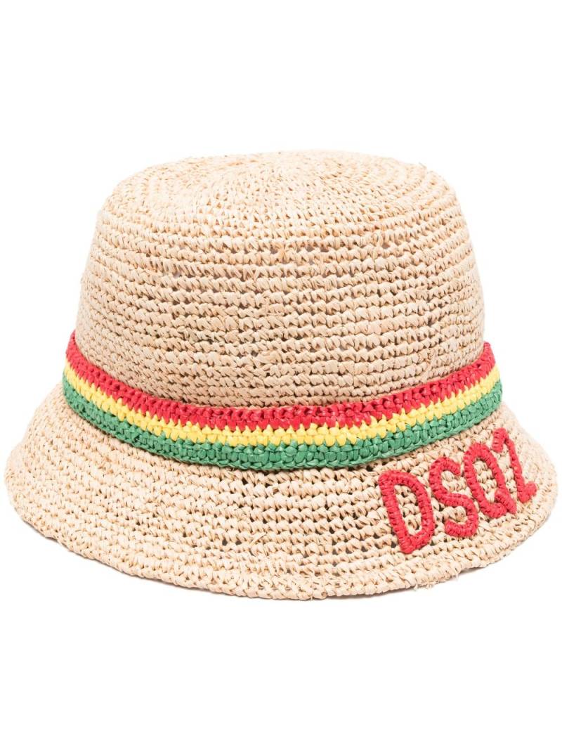 DSQUARED2 interwoven raffia bucket hat - Neutrals von DSQUARED2