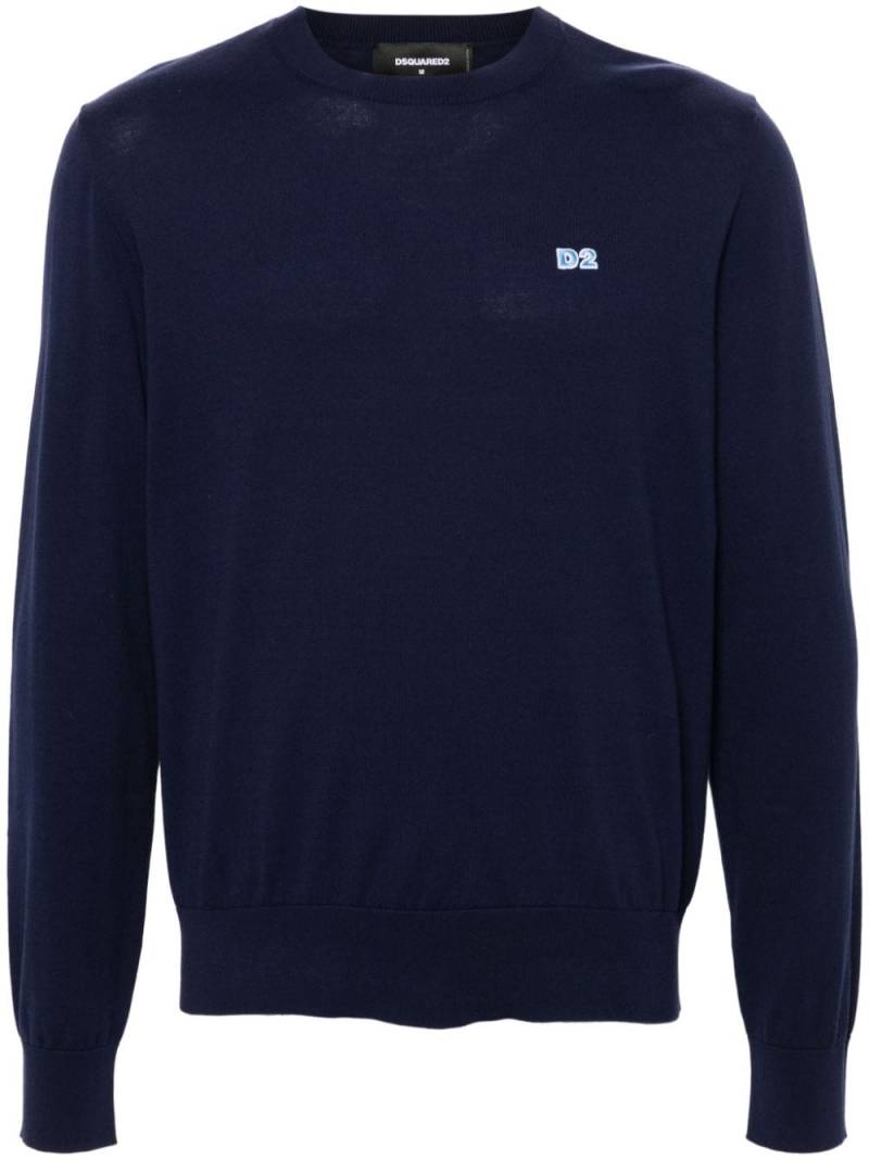 DSQUARED2 logo-appliqué cotton jumper - Blue von DSQUARED2