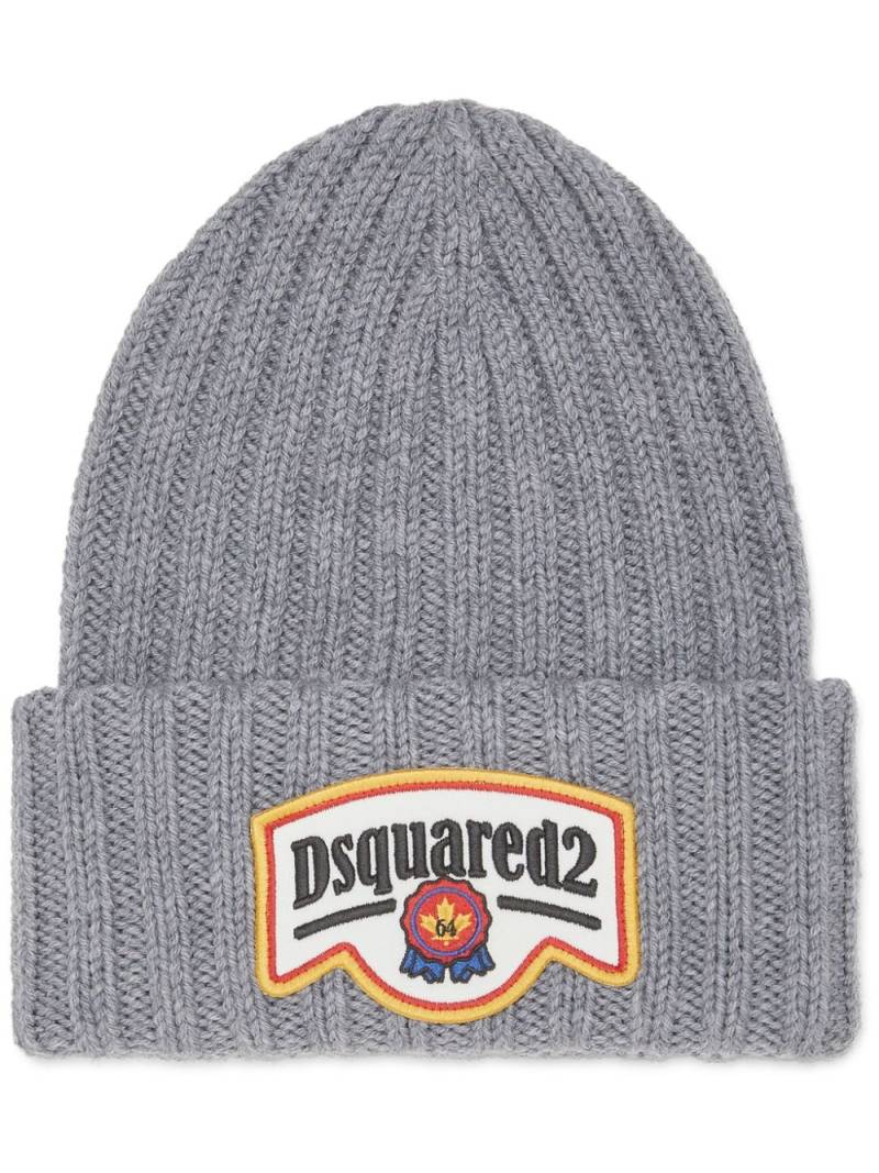 DSQUARED2 logo-appliqué knit beanie - Grey von DSQUARED2