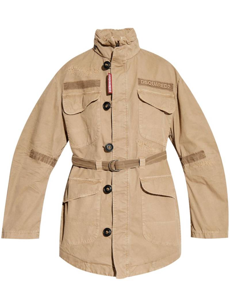 DSQUARED2 logo-appliquéd military jacket - Neutrals von DSQUARED2