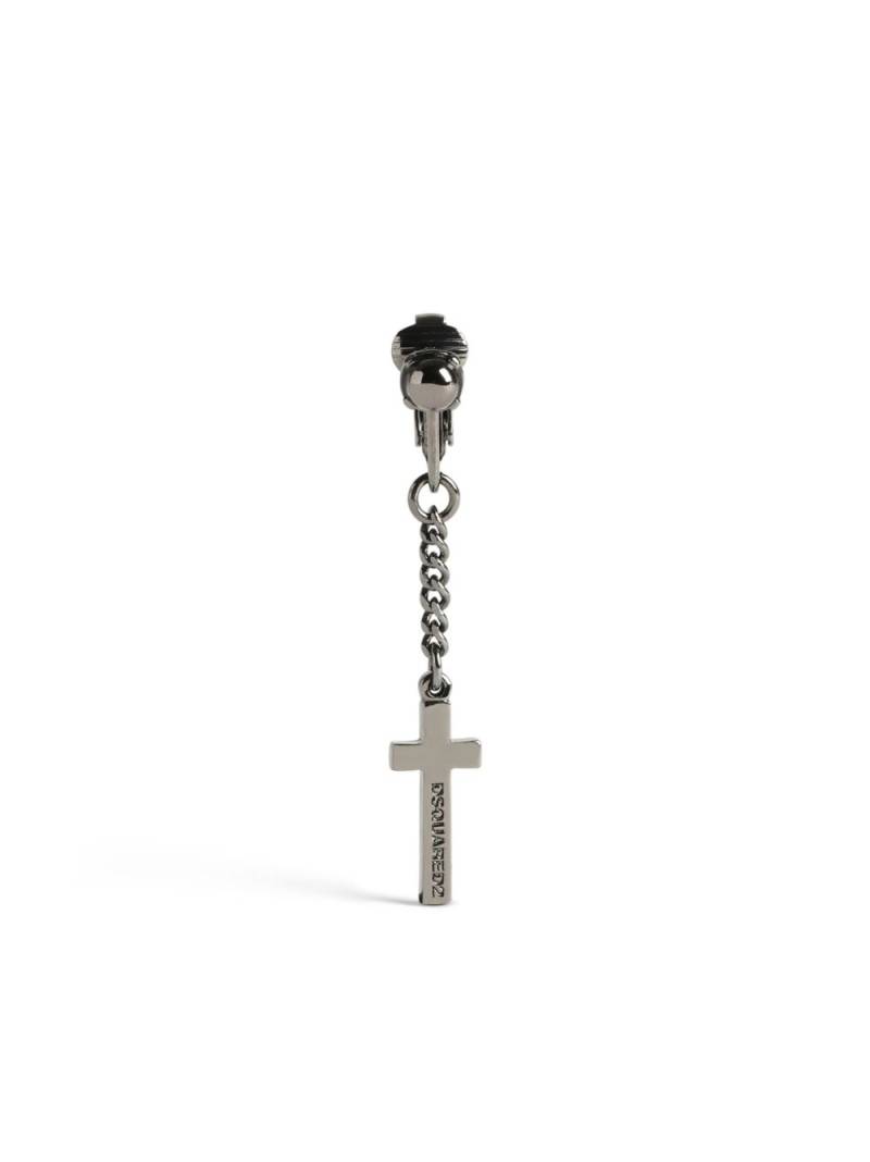 DSQUARED2 logo-engraved cross drop earring - Silver von DSQUARED2