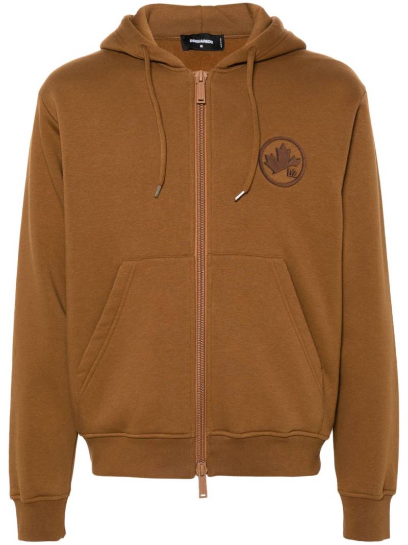 DSQUARED2 logo-flocked zip-up hoodie - Brown von DSQUARED2