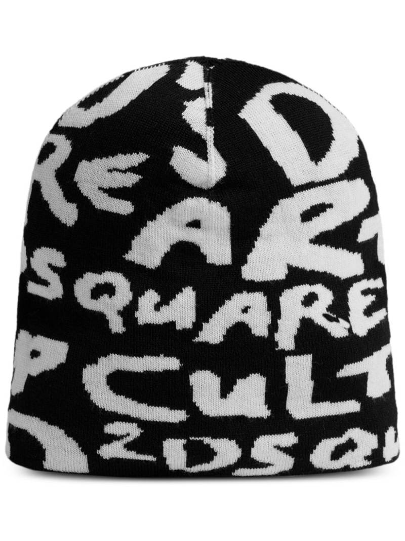 DSQUARED2 logo intarsia-knit wool beanie - Black von DSQUARED2