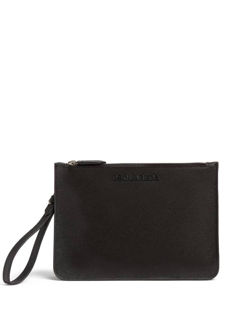 DSQUARED2 logo-lettering leather clutch bag - Black von DSQUARED2