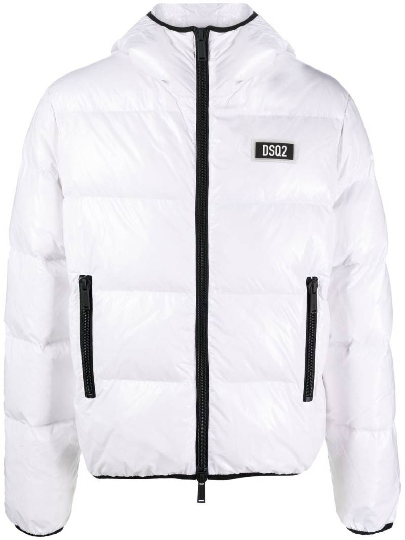 DSQUARED2 logo-patch hooded down jacket - White von DSQUARED2