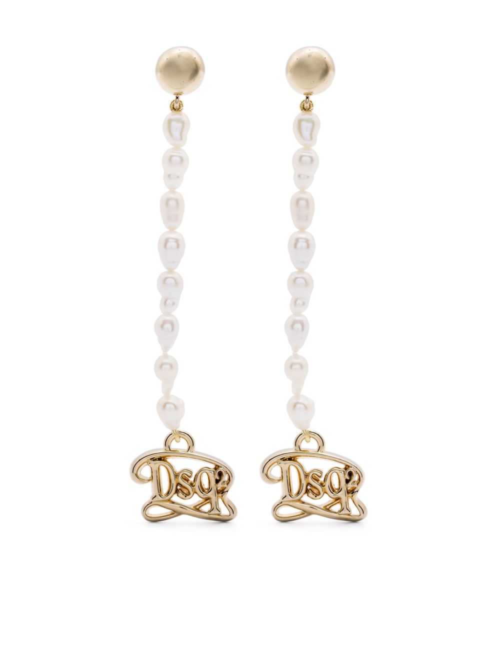 DSQUARED2 logo-plaque dangle earrings - Neutrals von DSQUARED2