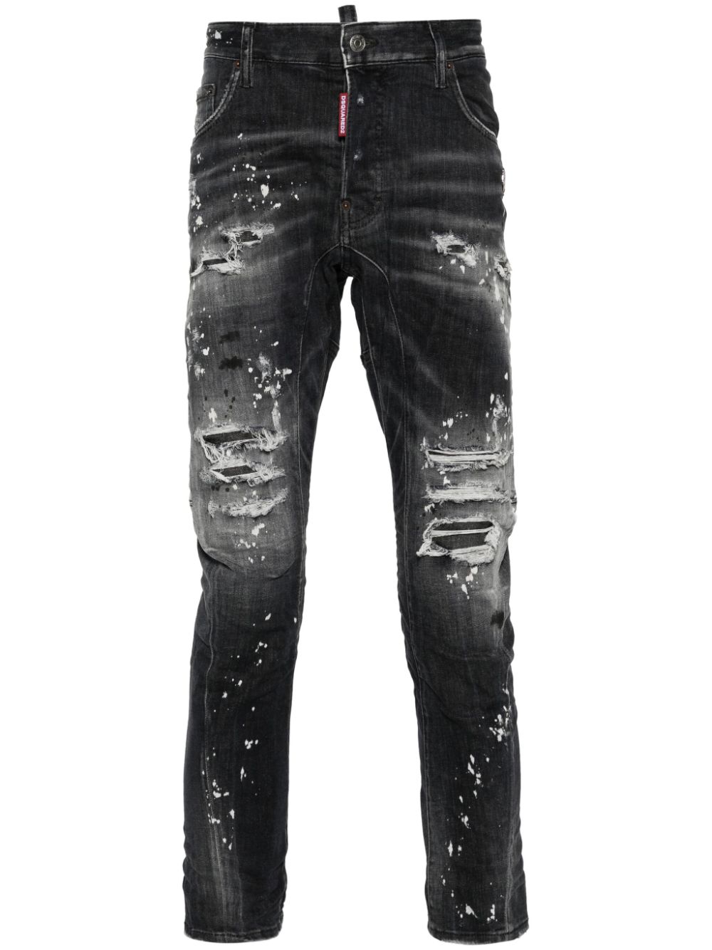 DSQUARED2 logo-plaque distressed jeans - Black von DSQUARED2