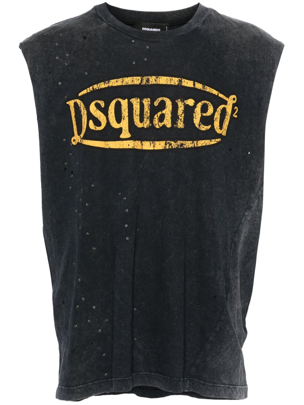 DSQUARED2 logo-print distressed tank top - Black von DSQUARED2