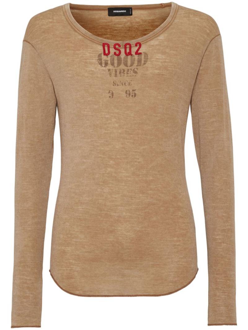 DSQUARED2 logo-print long-sleeve top - Neutrals von DSQUARED2