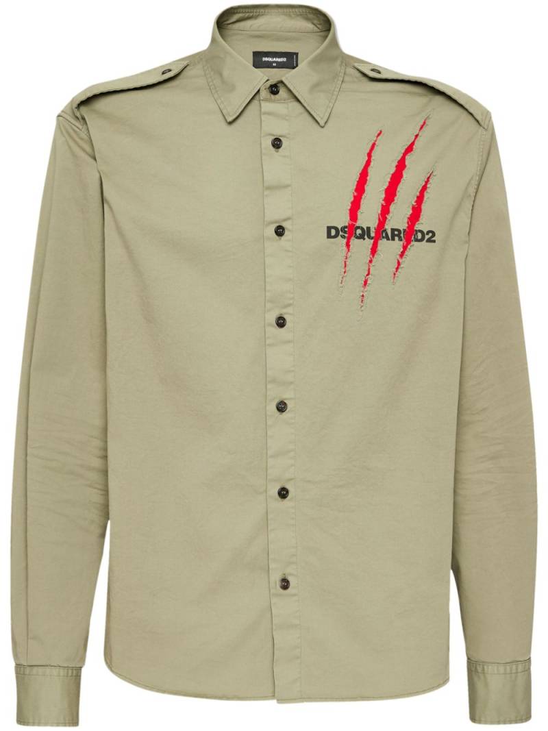 DSQUARED2 logo-print poplin shirt - Green von DSQUARED2