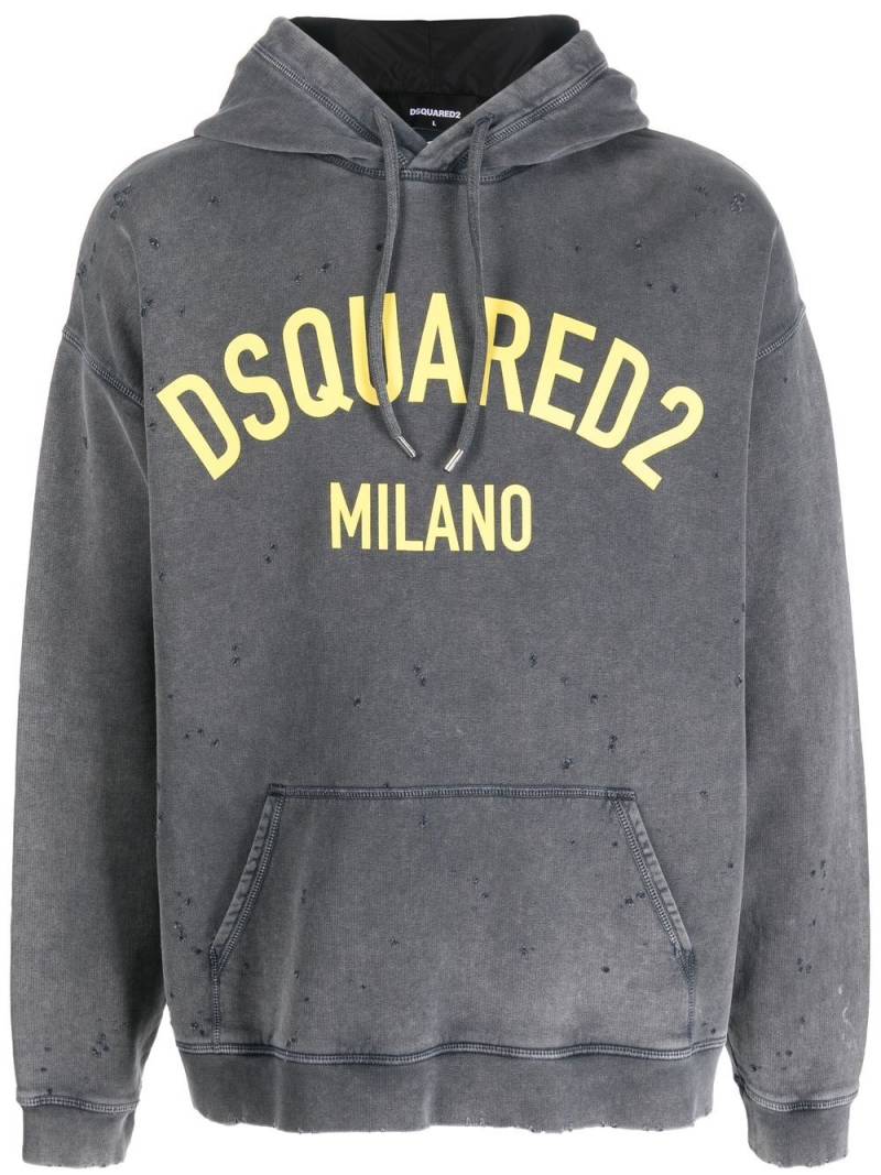 DSQUARED2 logo-print pullover hoodie - Grey von DSQUARED2