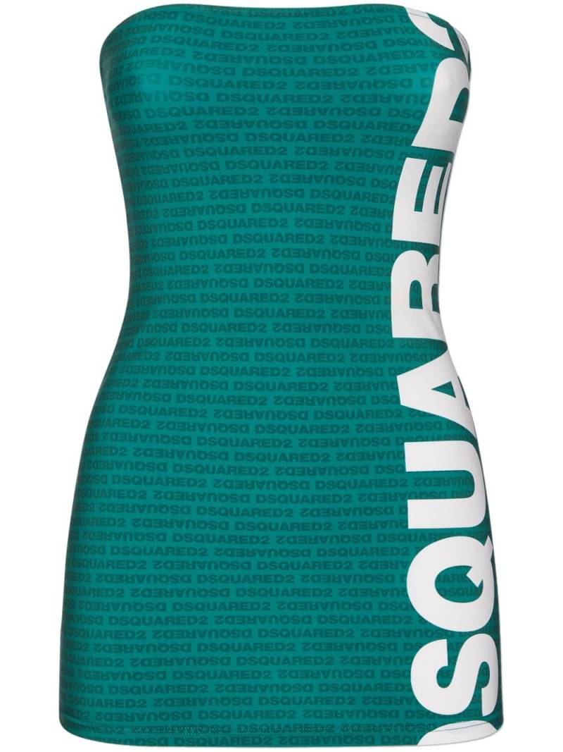 DSQUARED2 logo-print strapless minidress - Green von DSQUARED2