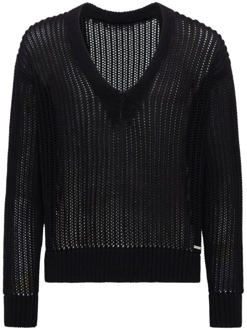 DSQUARED2 open-knit V-neck jumper - Black von DSQUARED2