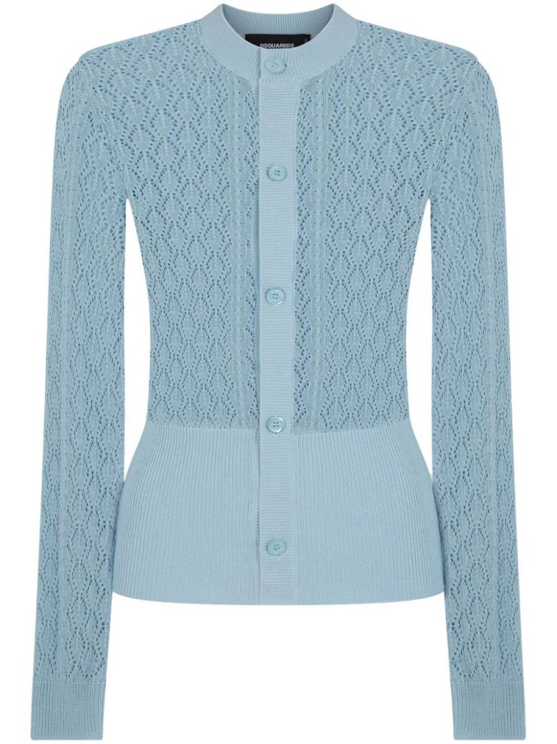 DSQUARED2 pointelle-knit cotton cardigan - Blue von DSQUARED2