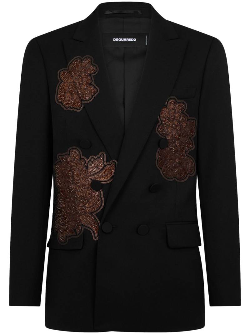 DSQUARED2 rhinestone-embellished double-breasted blazer - Black von DSQUARED2