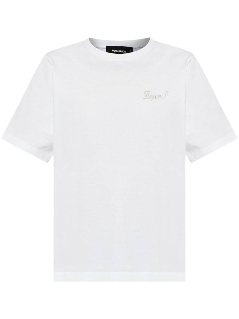 DSQUARED2 rhinestone-logo T-shirt - White von DSQUARED2