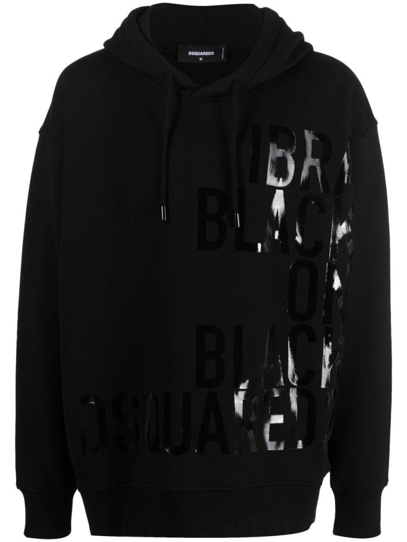 DSQUARED2 tonal slogan-print hoodie - Black von DSQUARED2