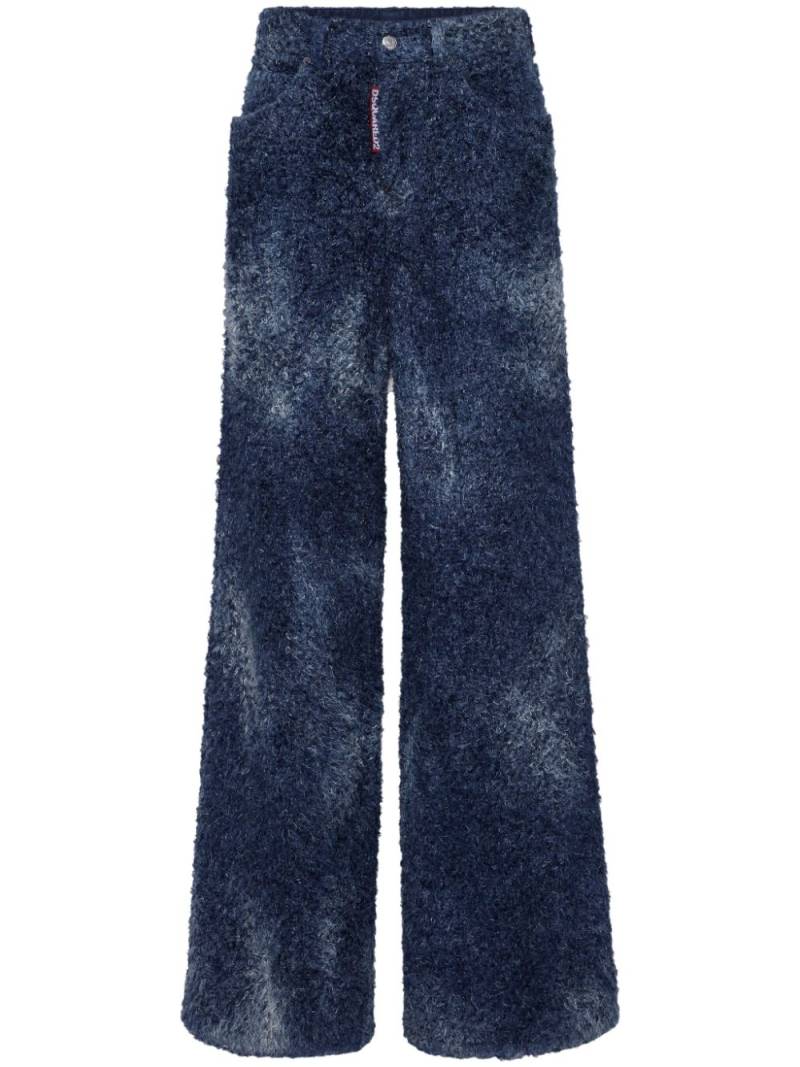 DSQUARED2 wide-leg bouclé trousers - Blue von DSQUARED2